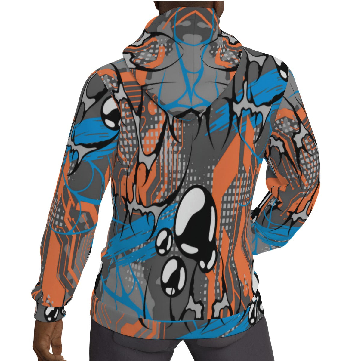 Cyber Tribal Gothic Style Men's Thicken Pullover Hoodie