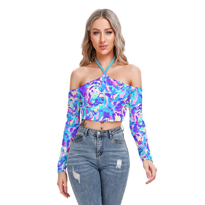 Colorful Abstract Women's Halter Lace-up Top