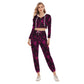 Black & Pink Hearts Women's Crop Hoodie Sports Sets