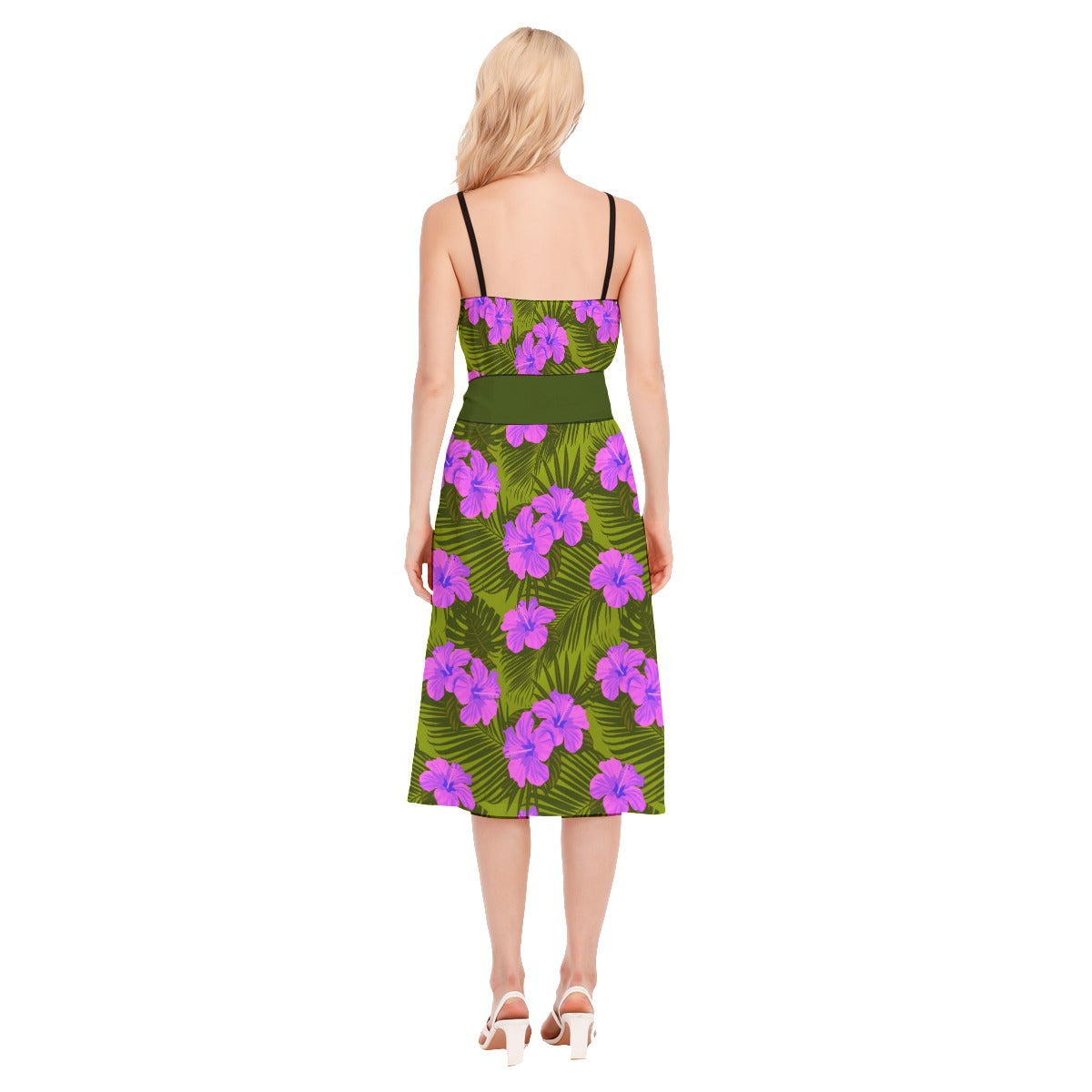 Her Tropical Women's V-neck Cami Dress With Waist Band