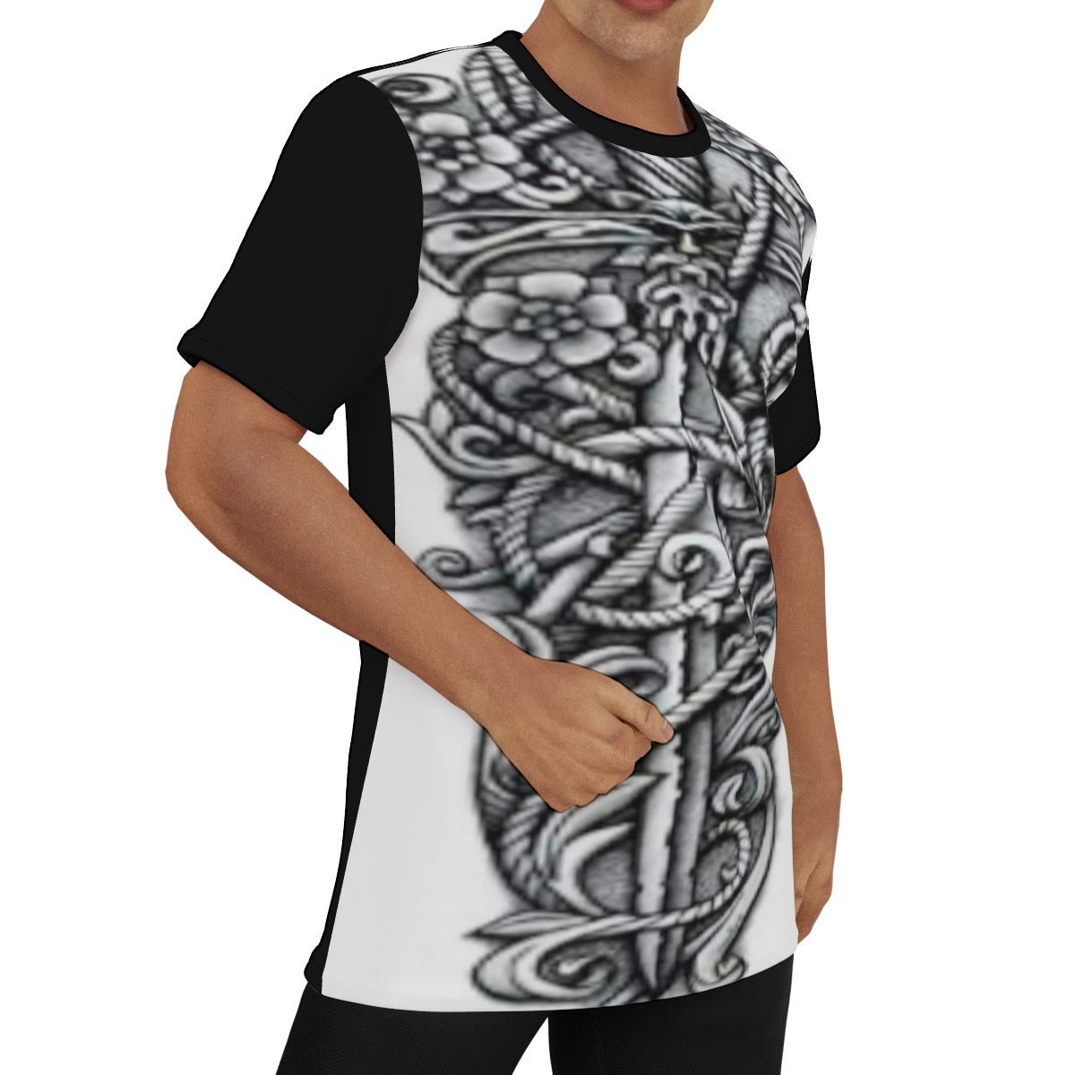 Men's Tattoo Style O-Neck T-Shirt