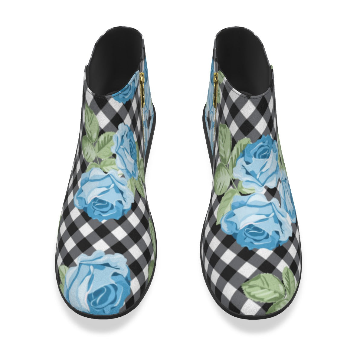 Light Blue Roses Men's Fashion Boots