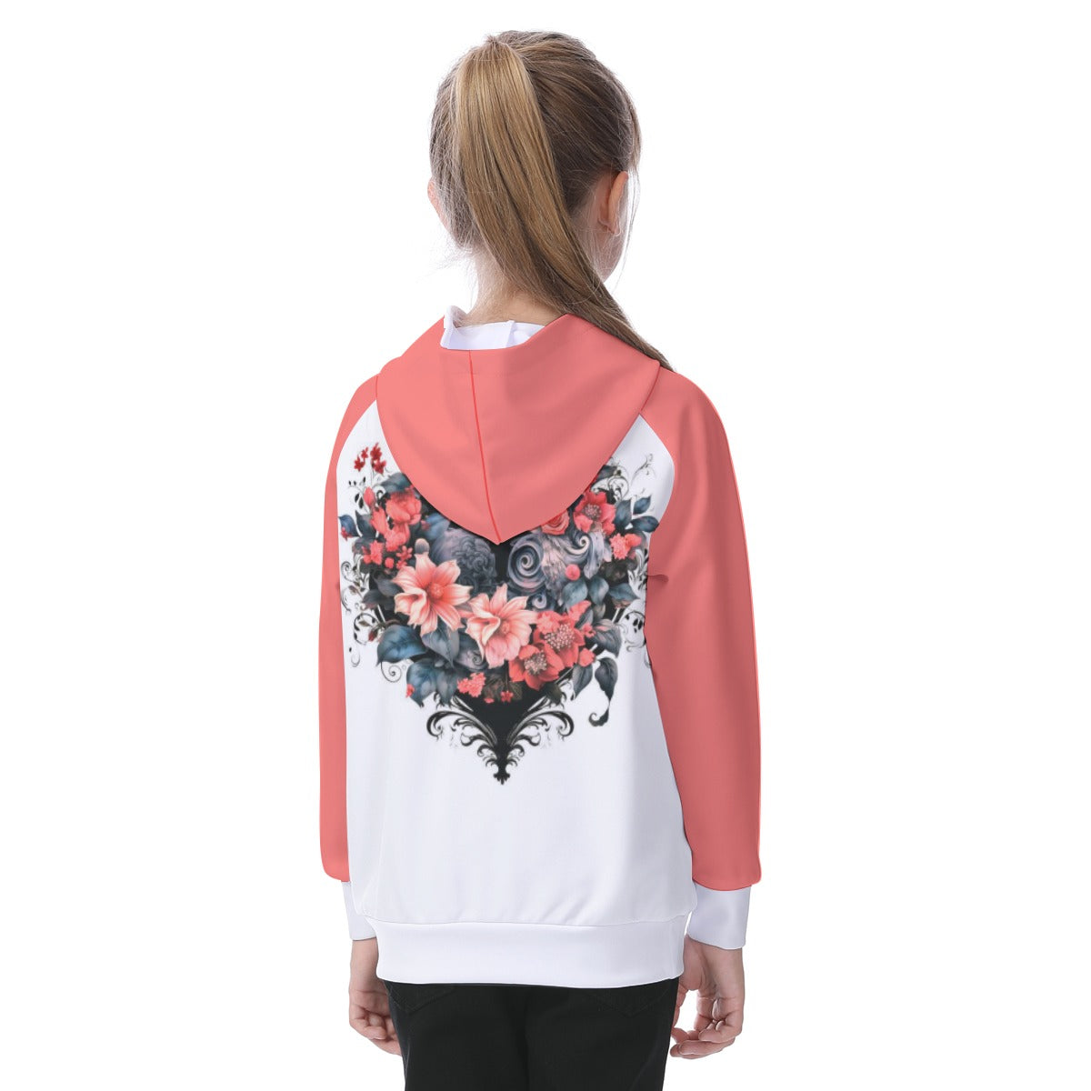 Kid's Gothic Hearts Raglan Pullover Hoodie