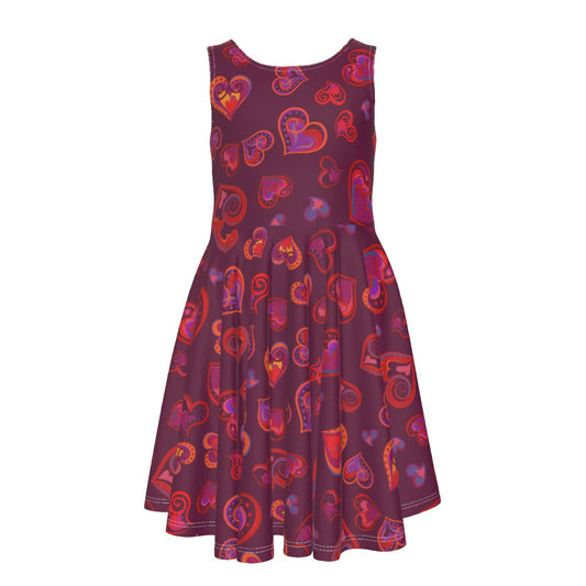 Kids Pretty Little Heart Sleeveless Vest Dress