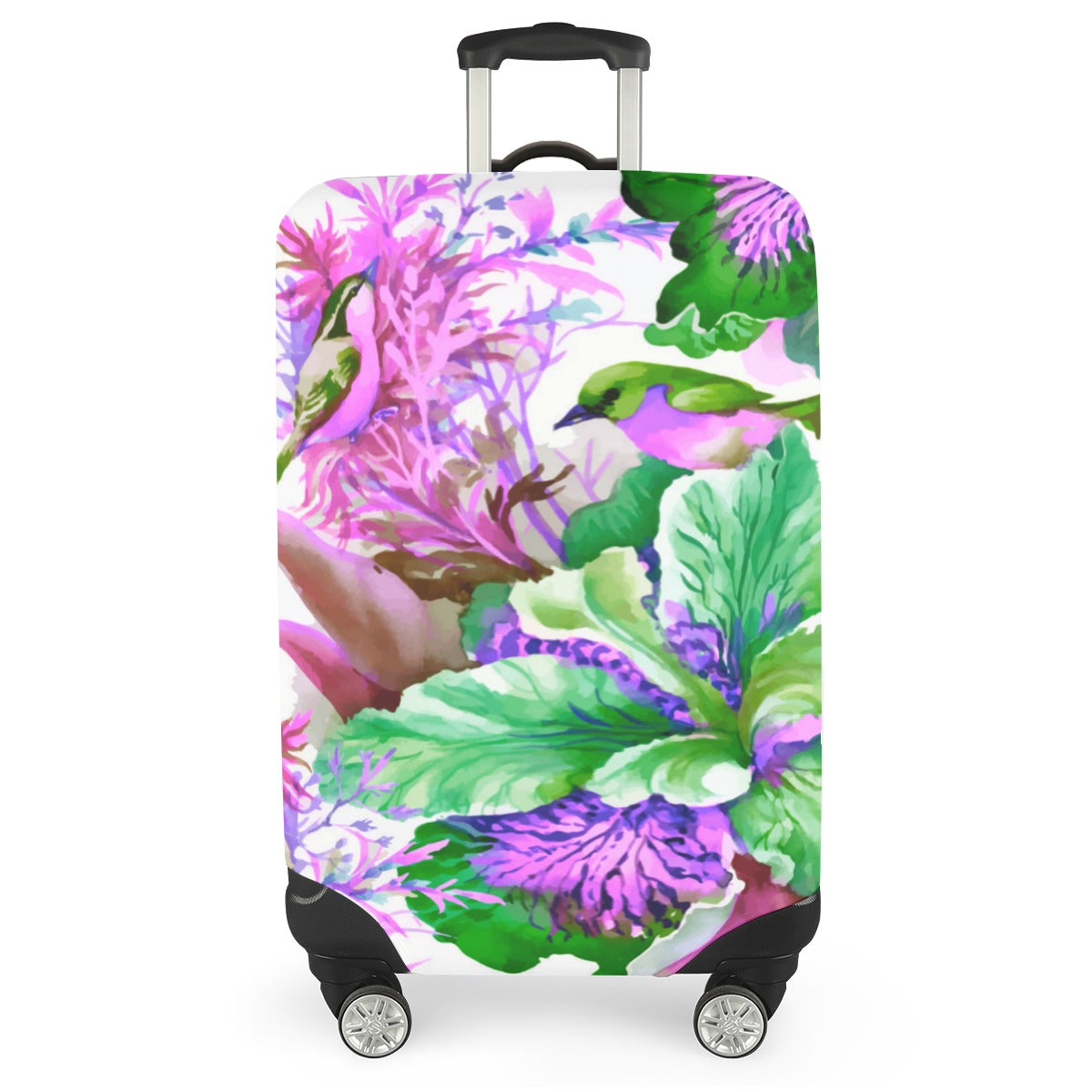 Watercolor Style Colorful Flowers & Birds Luggage Cover (With Belt)