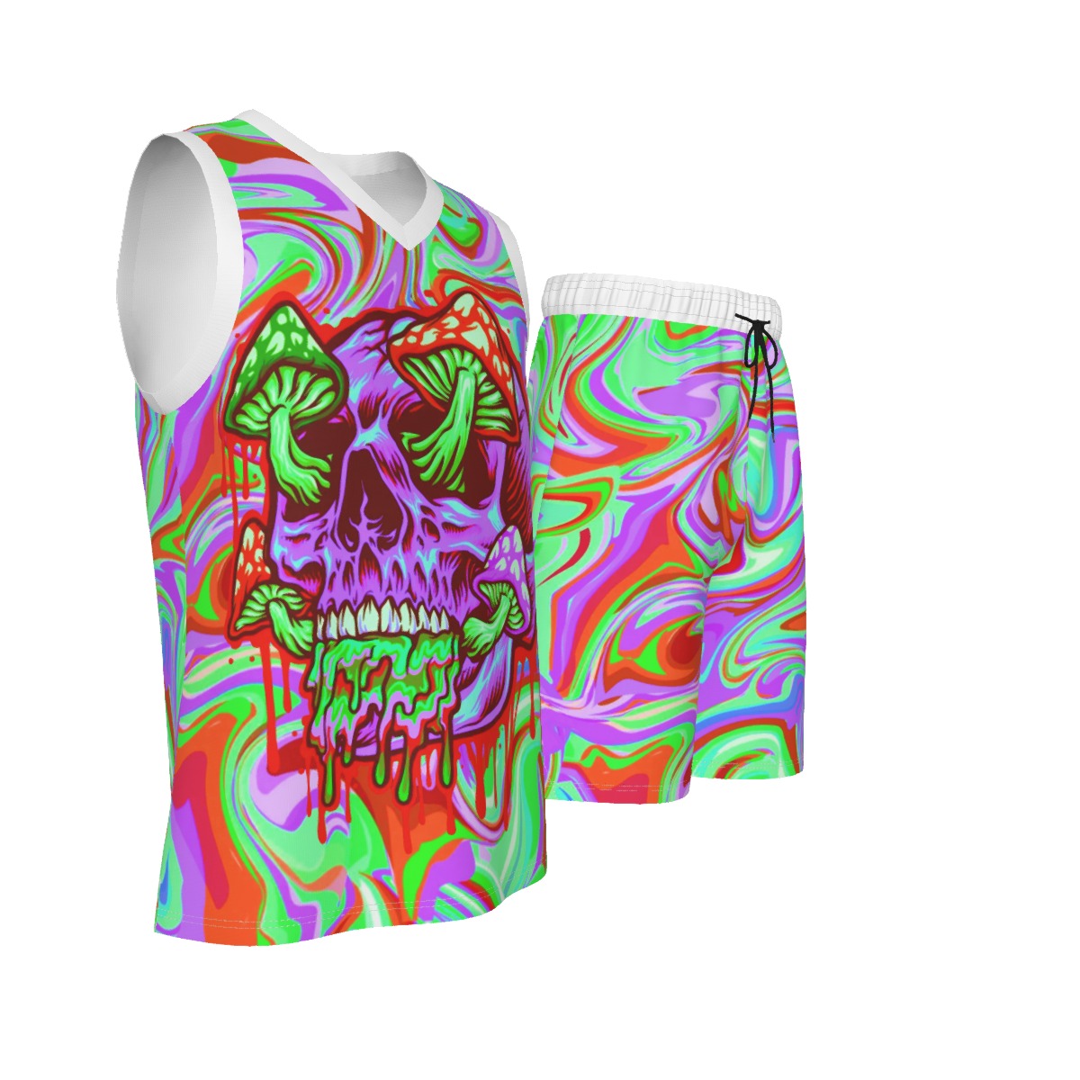 Psychedelic Men's V Neck Basketball Suit