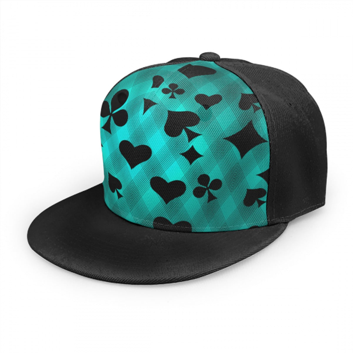 Teal & Black Playing Card Snap Back