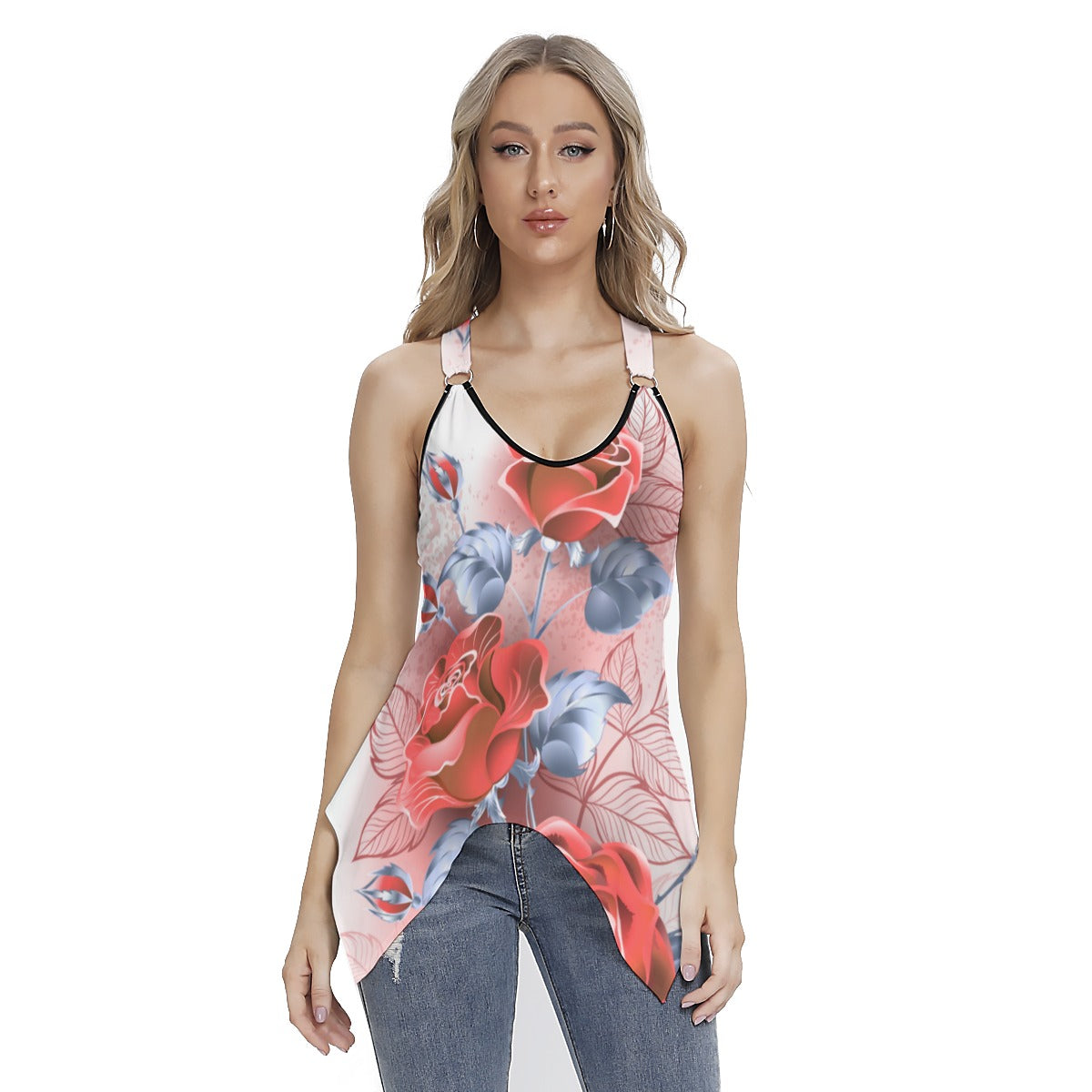 Red Roses Women's Skinny Sport Tank Top