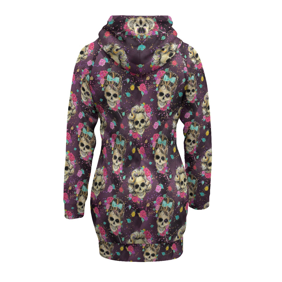 Ladies Skulls and Roses Women's Pullover Hoodie With Raglan Sleeve