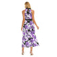 Vintage Style Roses Women's Wrap Hem Belted Halter Dress