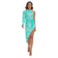 Teal & White Tropical Hibiscus Flowers Women's Side Cutout Dress