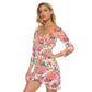 Garden Flowers Women's Off-shoulder Long Sleeve Dress