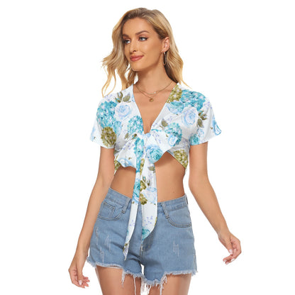 Roses & Hydrangeas Women's Bandage Crop Top