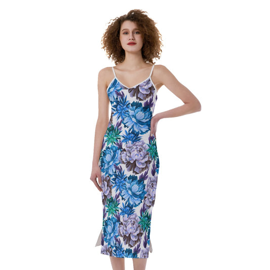 Blue Vintage Peonies Women's Cami Dress