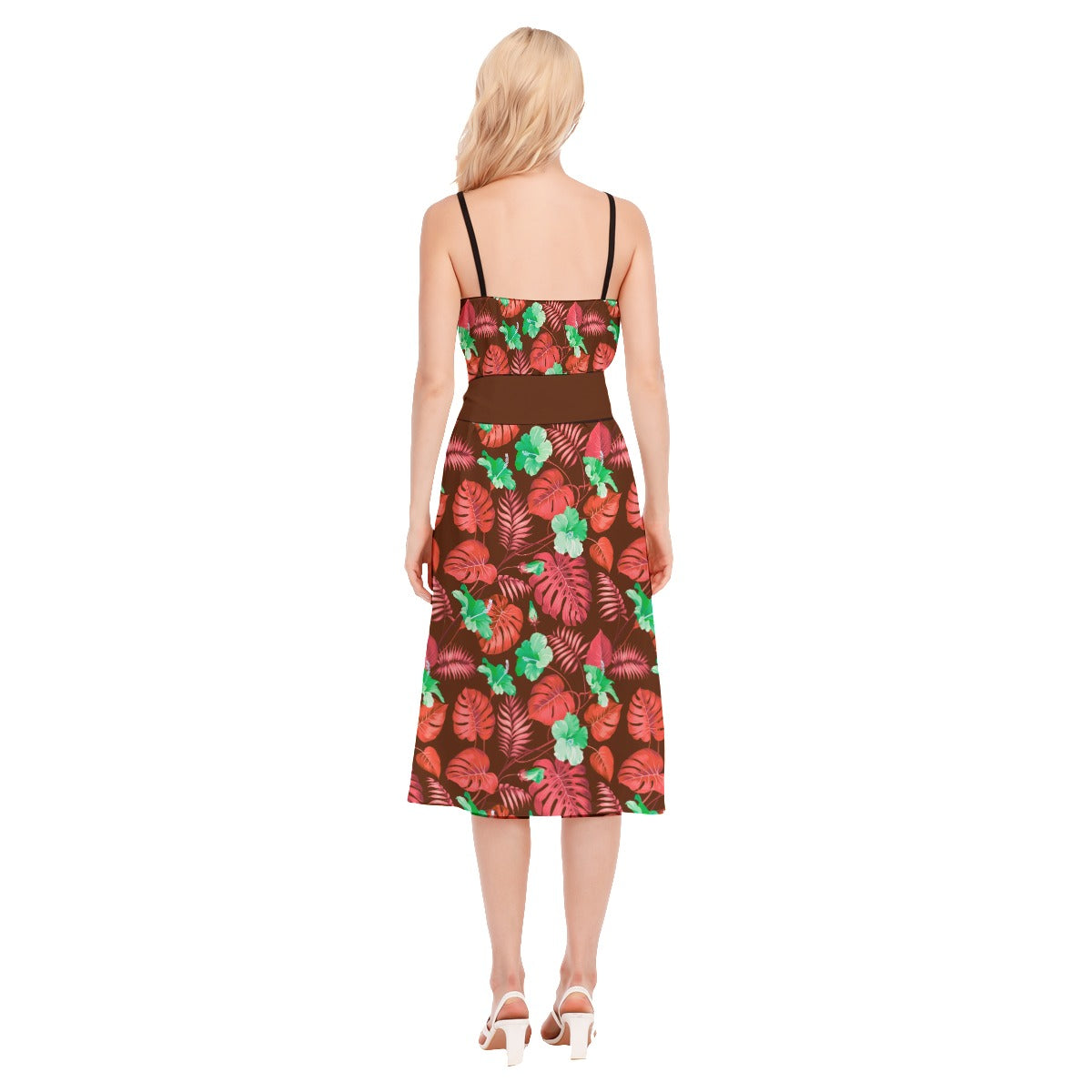 Her Tropical Women's V-neck Cami Dress With Waist Band