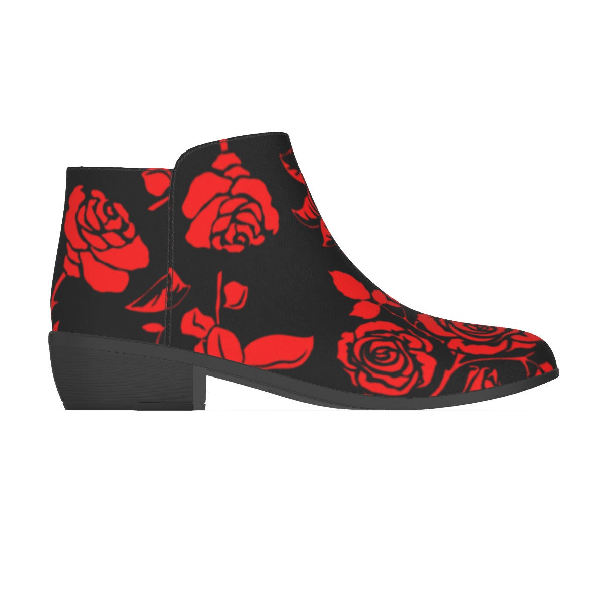 Red & Black Roses Men's Fashion Boots