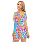 Summer Time Flowers Women's Off-shoulder Dress With Ruffle