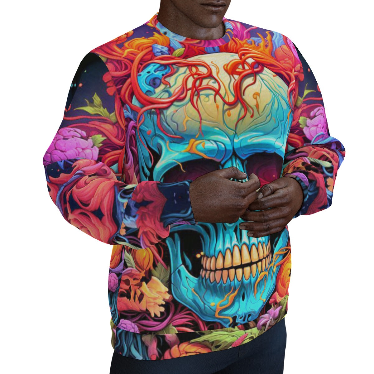 Men's Trippy Skulls Thicken Sweater