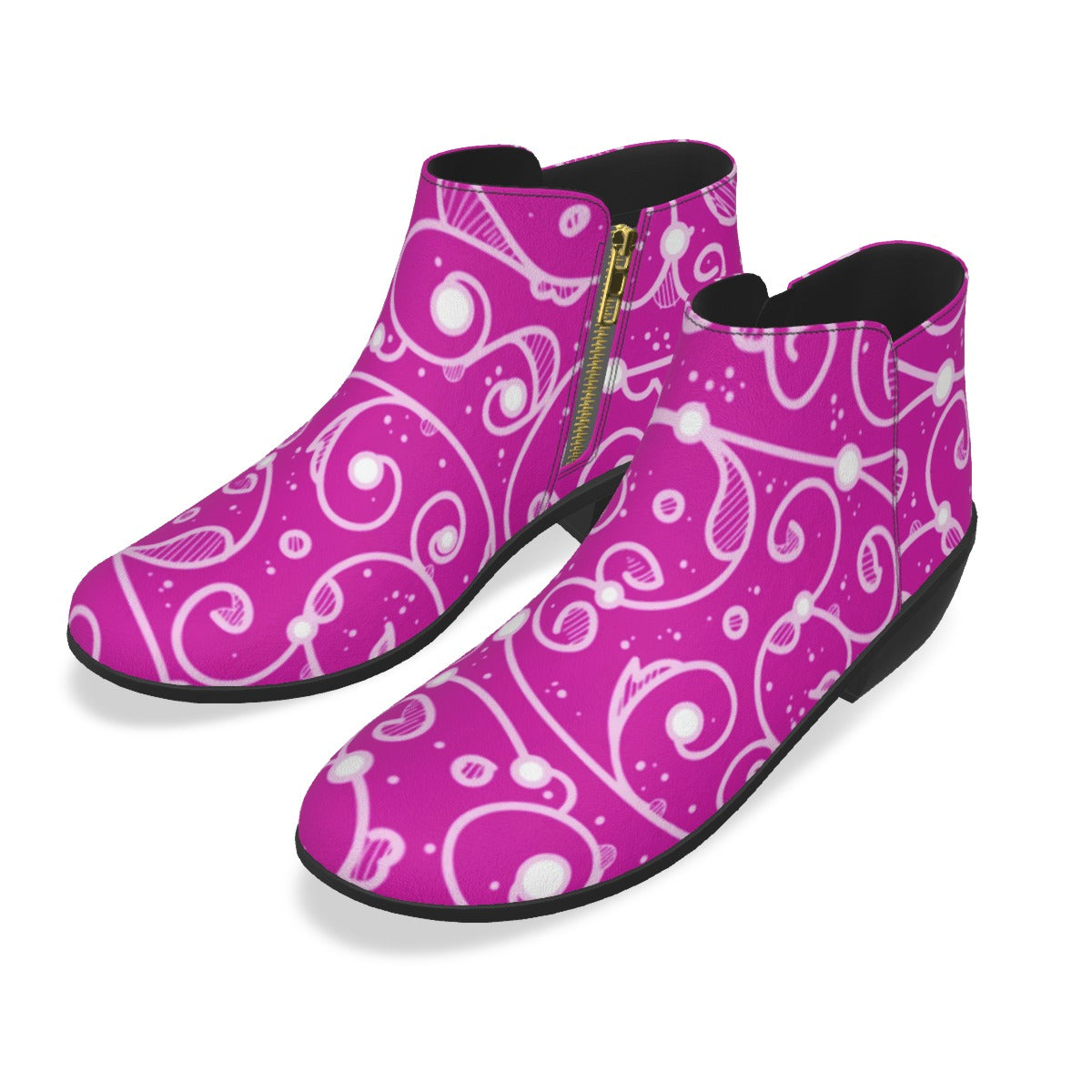 Pink & White Swirls Men's Fashion Boots