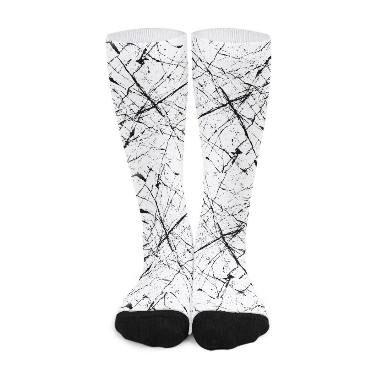 White & Black Splatter Long Socks