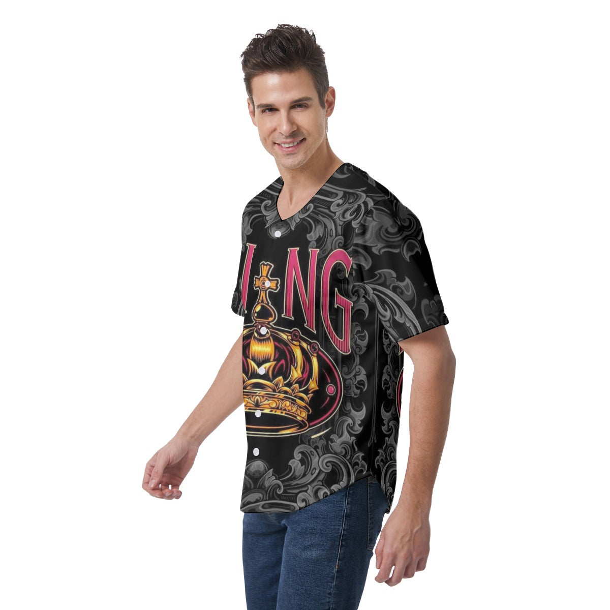 Men's Krown Me King Short Sleeve Baseball Jersey