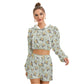 Cute Tan Flowers Women's Micro Fleece Hoodie And Shorts Set