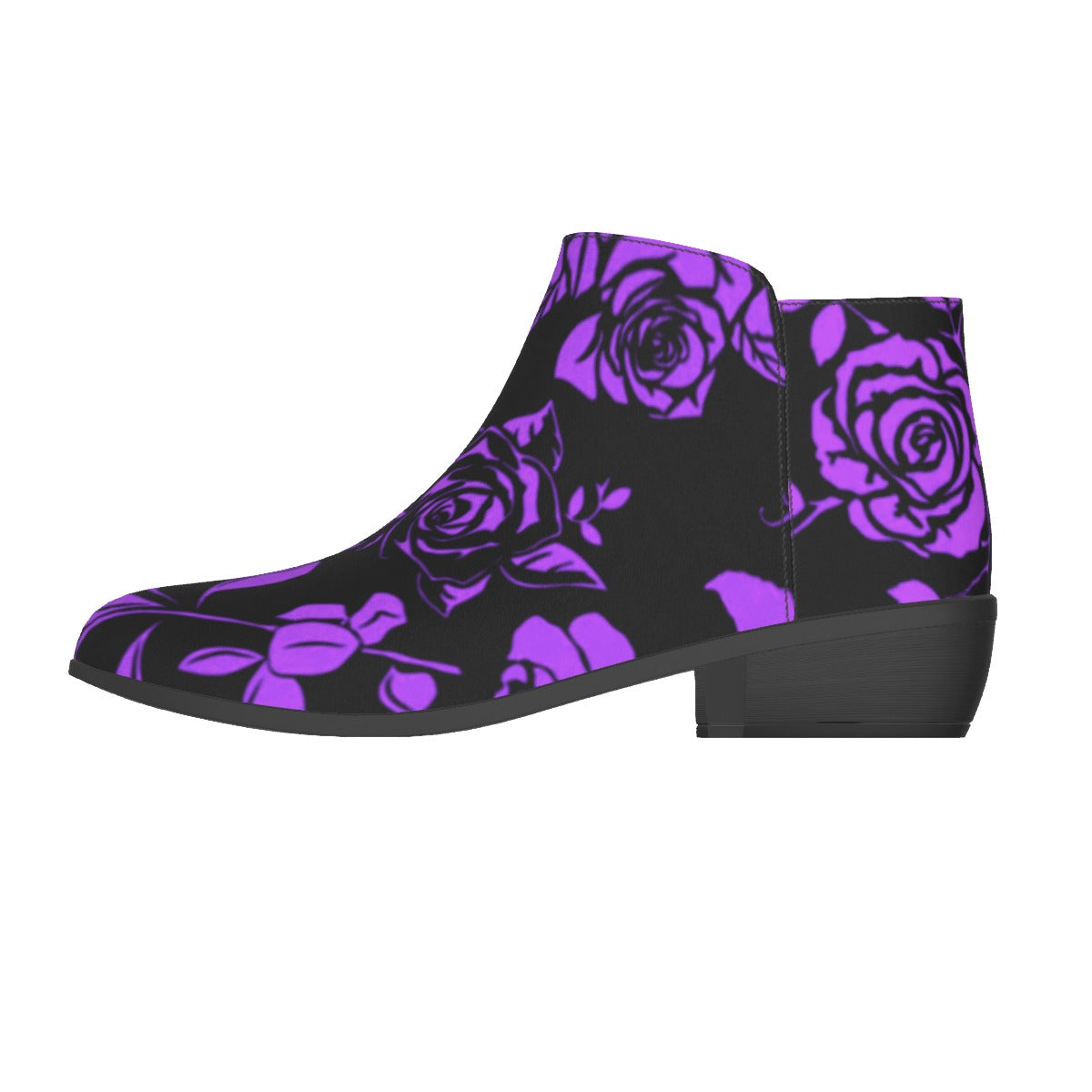 Purple & Black Roses Men's Fashion Boots