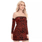 Red Bellafonte Animal Print Off-shoulder Back Lace-up Dress