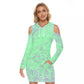 Neon Green Cute Flower Hooded Tight Dress