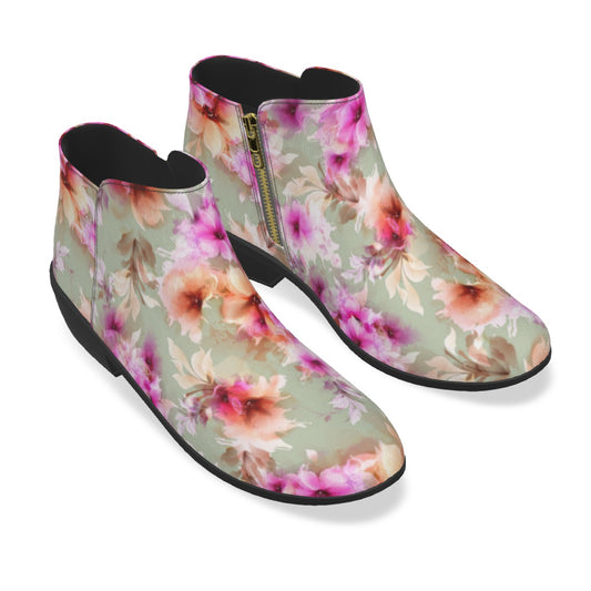 Pink & Red Abstract Flowers Men's Fashion  Boots