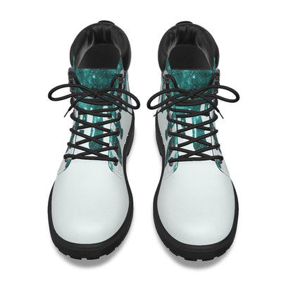 Drippy Teal & White Men's Short Boots