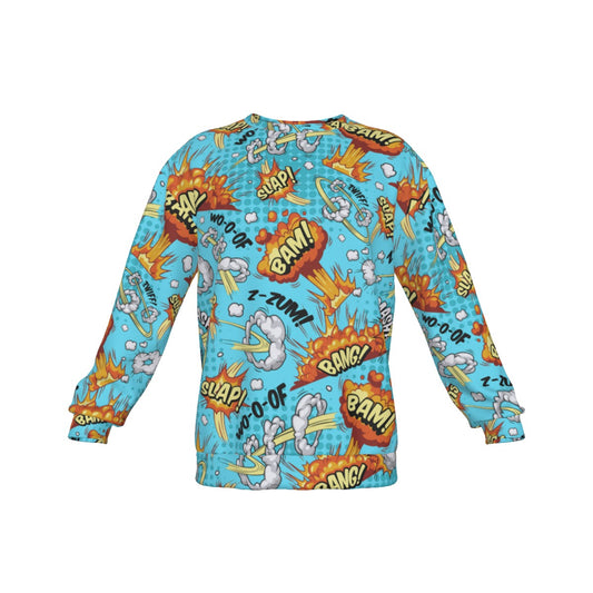 Comic Book Men's Drop Shoulder Round Neck Long-Sleeved Sweatshirt