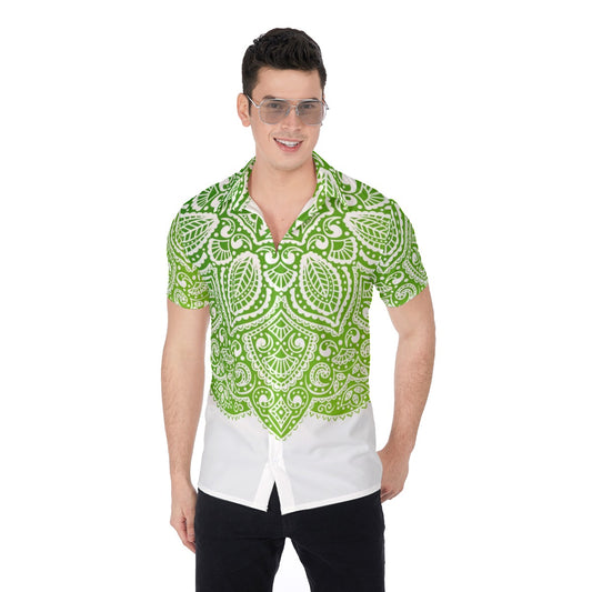 Beautiful Green Flower Men's Button Up