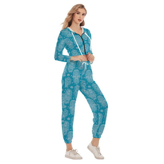 Indian Hamsa Women's Crop Hoodie Sports Sets