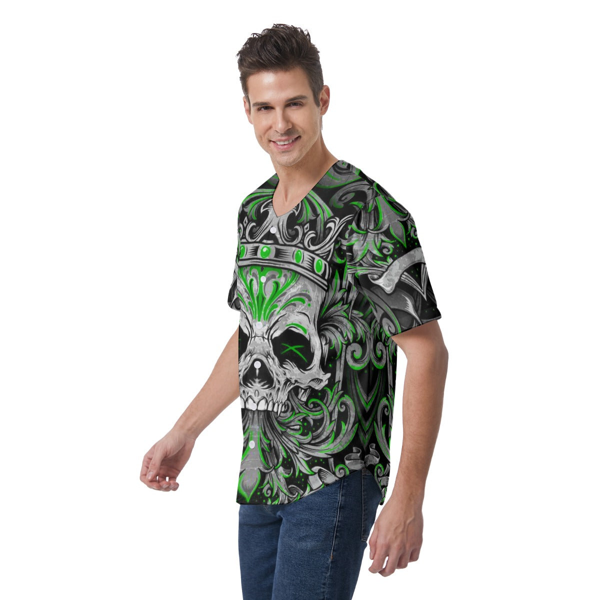 Men's Skull King Short Sleeve Baseball Jersey