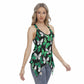 Green With White Butterflies Women's Skinny Sport Tank Top