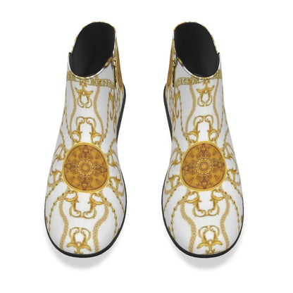 White & Gold I am King Men's Fashion Boots