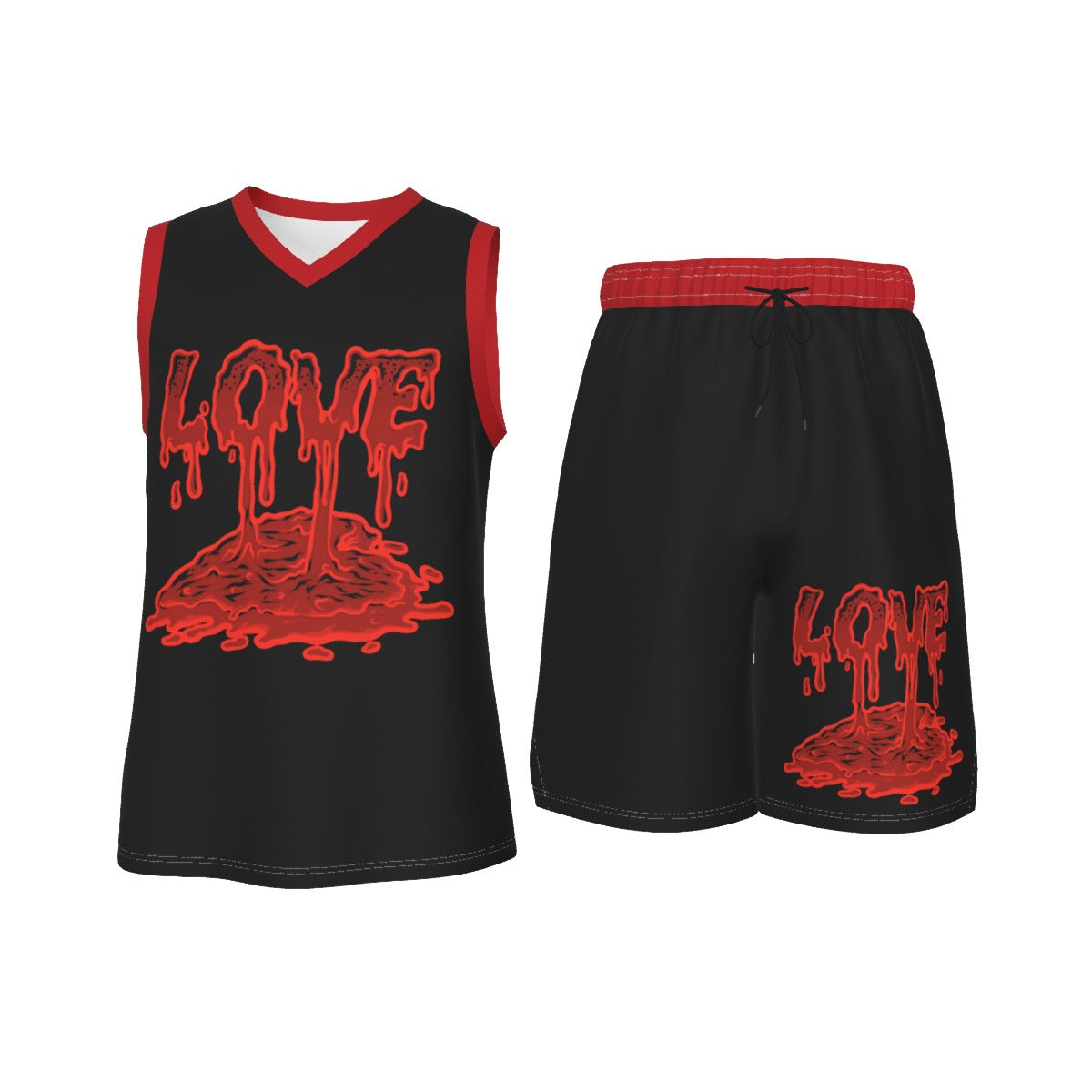 Dripping Love Men's V Neck Basketball Suit