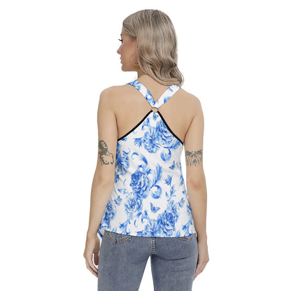 Vintage Blue Roses Women's Skinny Sport Tank Top