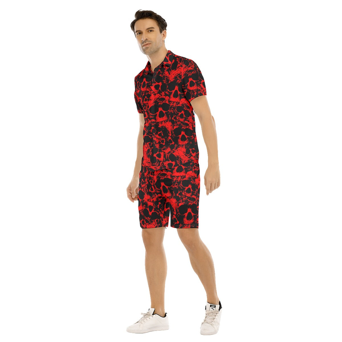 Men's Red Skull Gang Short Sleeve Shirt Sets