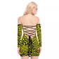 Yellow Bellafonte Animal Print Off-shoulder Back Lace-up Dress