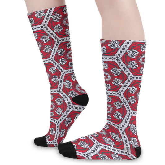 Red Ventage Style Long Socks