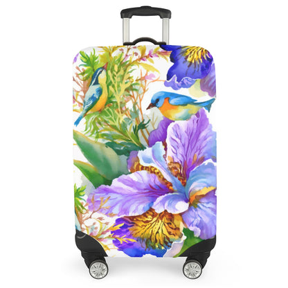 Watercolor Style Colorful Flowers & Birds Luggage Cover (With Belt)