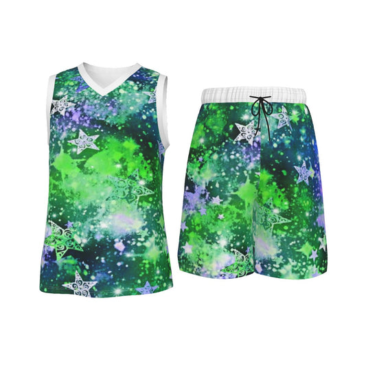 Her Starry Nights Men's V Neck Basketball Suit