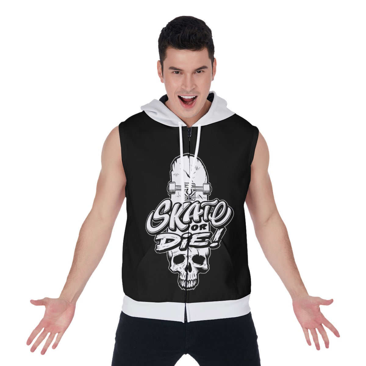 Skate Or Die Men's Zip-up Sleeveless Hoodie