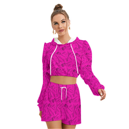 Cute Rock Star Women's Mirco Fleece Hoodie And Shorts Set