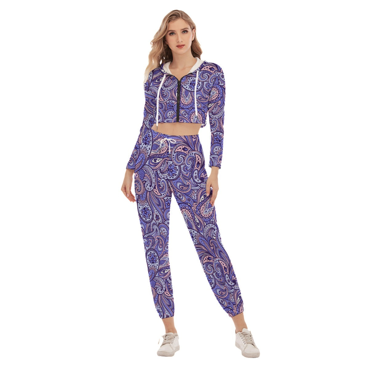 Beautiful Paisley Women's Crop Hoodie Sports Sets