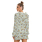 Cute Tan Flowers Women's Micro Fleece Hoodie And Shorts Set