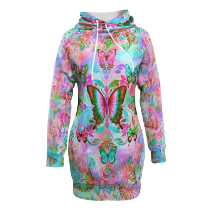 Women's Colorful Butterflies Pullover Hoodie With Raglan Sleeve