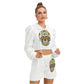 Sugar Skull White Women's Mirco Fleece Hoodie And Shorts Set